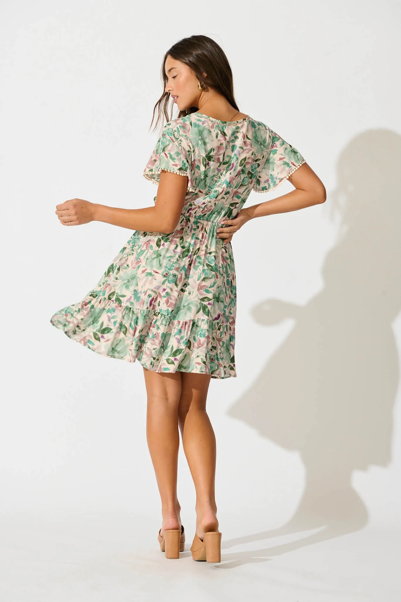 Tara Dress In White With Teal Floral sold by St Frock product image thumbnail 4