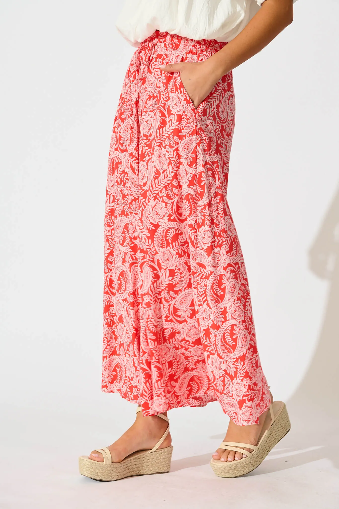 Mariah Petite Pant in Red Paisley sold by St Frock product image thumbnail 2