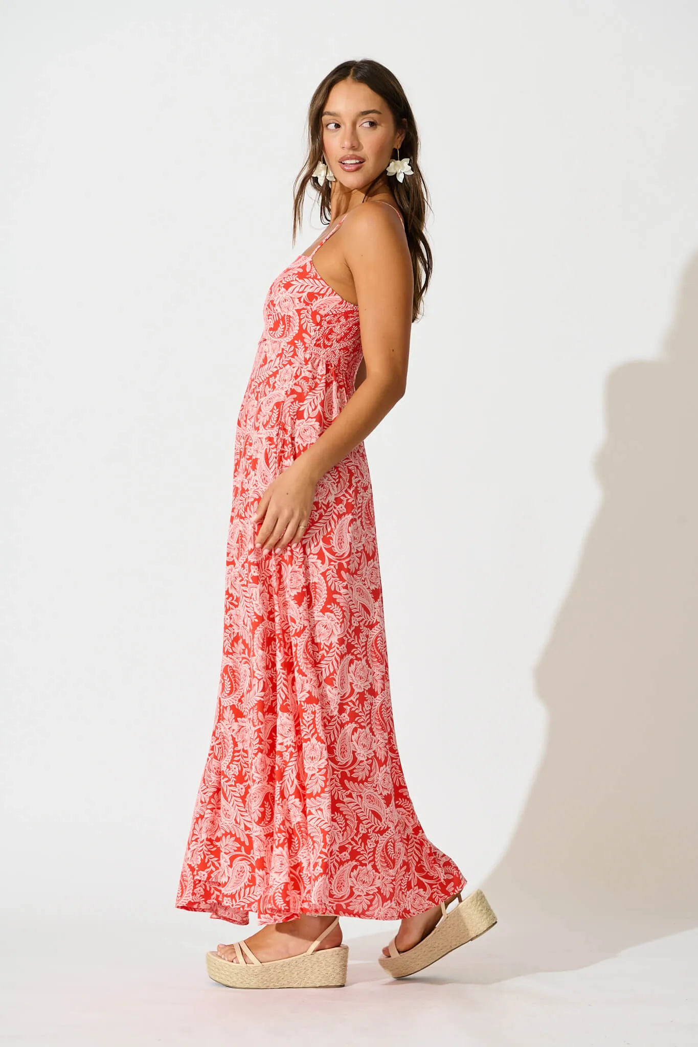 Willa Maxi Sundress In Red Paisley sold by St Frock product image thumbnail 3