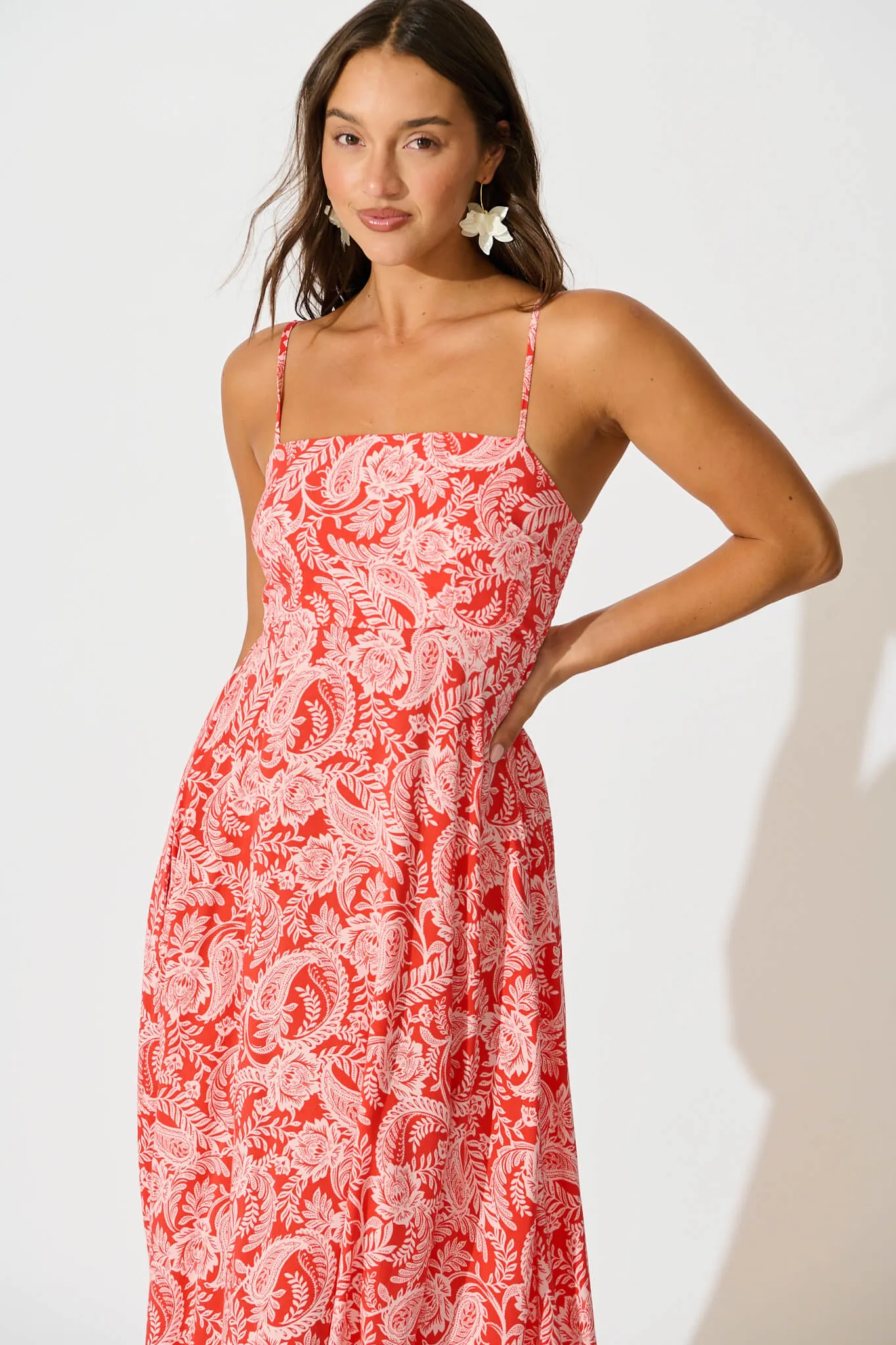 Willa Maxi Sundress In Red Paisley sold by St Frock product image thumbnail 2