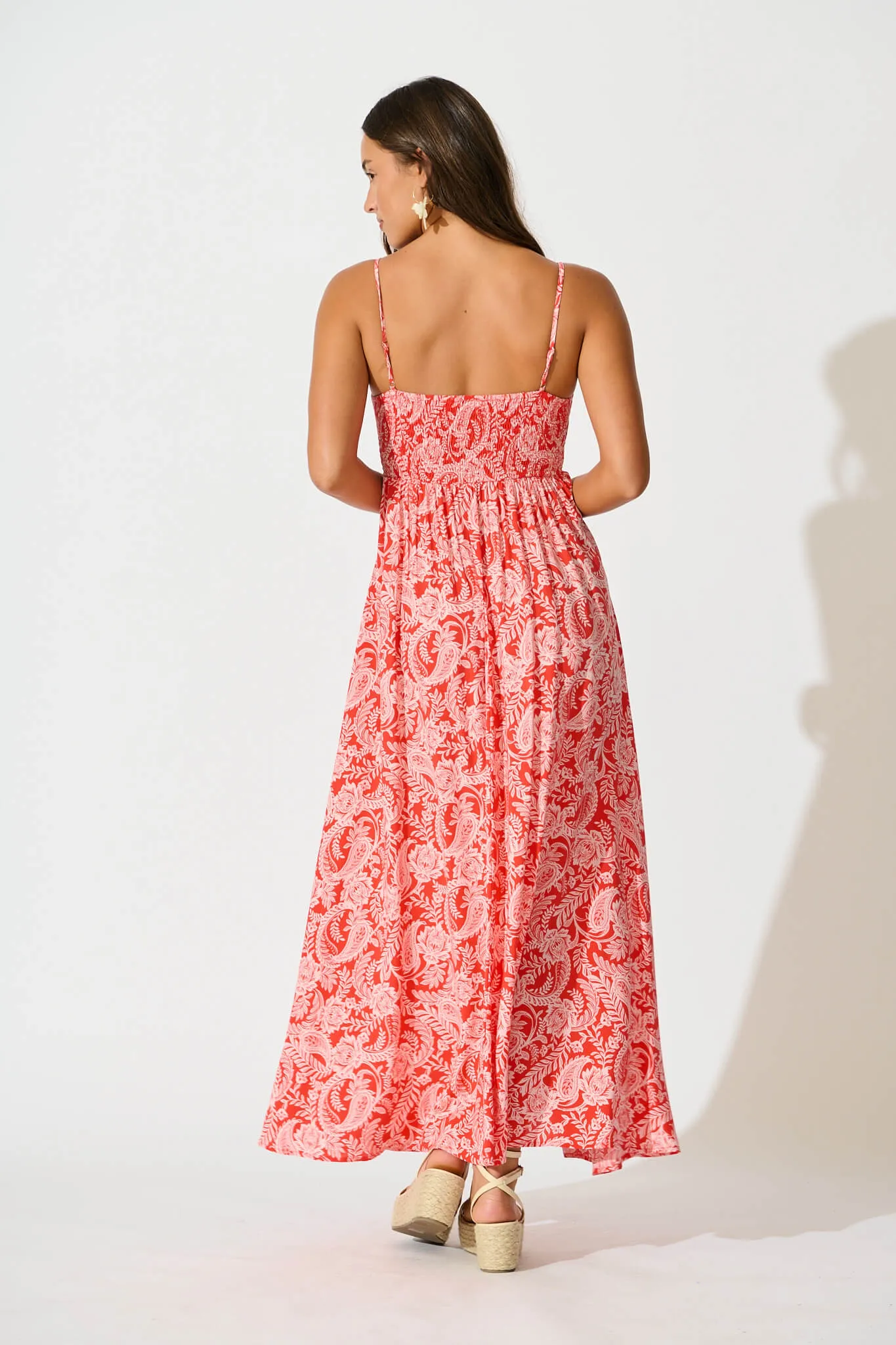 Willa Maxi Sundress In Red Paisley sold by St Frock product image thumbnail 4