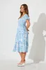 Blythe Midi Dress in Blue with White Print sold by St Frock