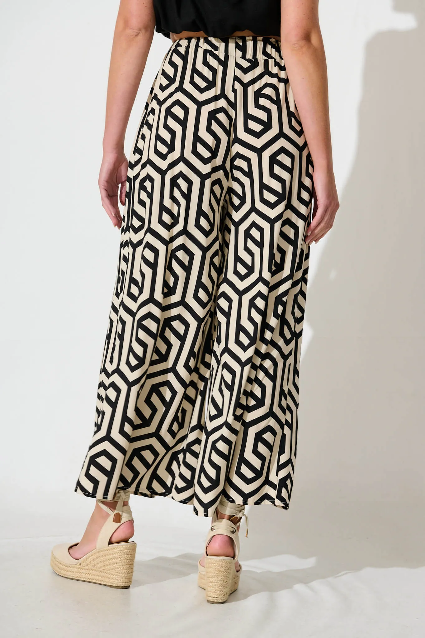 Page Pants In Black with Cream Abstract sold by St Frock product image thumbnail 3