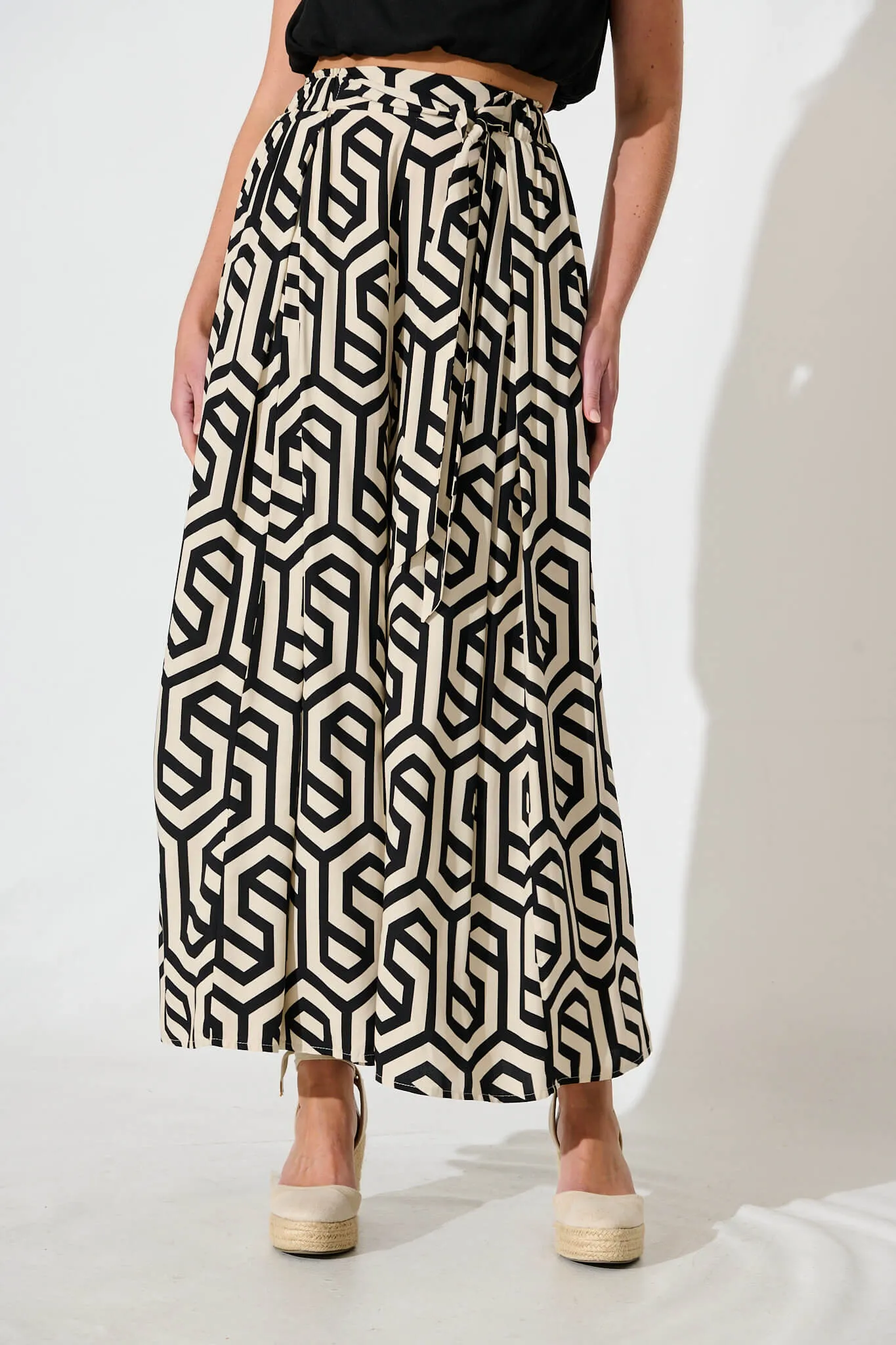 Page Pants In Black with Cream Abstract sold by St Frock product image thumbnail 2
