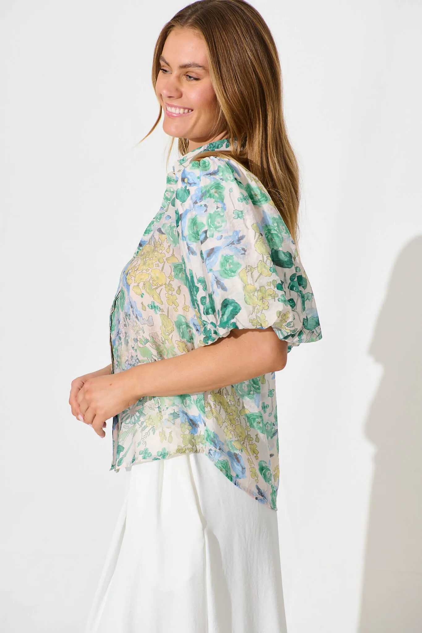 Aeryn Shirt In Green Vintage Floral sold by St Frock product image thumbnail 2