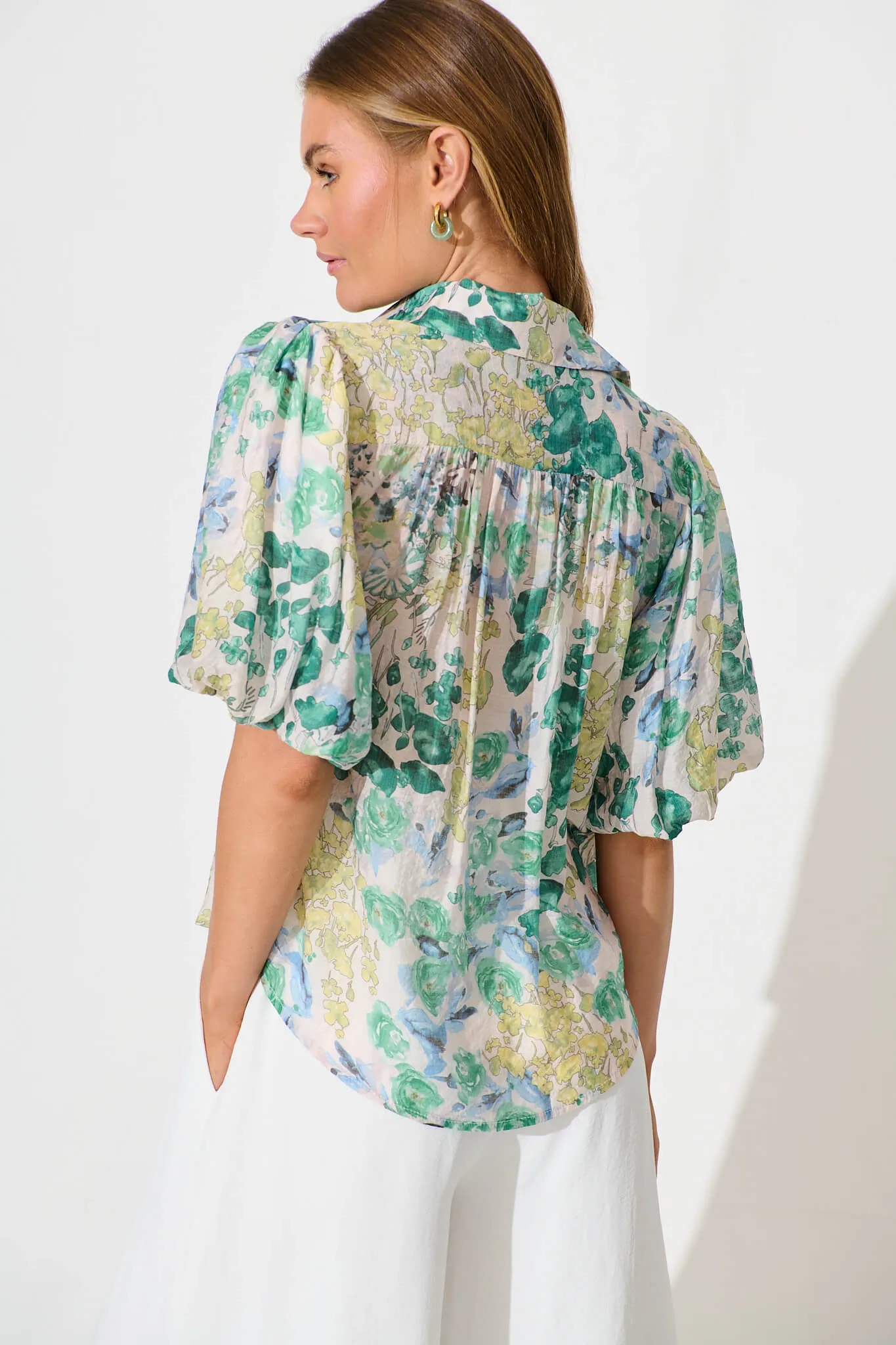 Aeryn Shirt In Green Vintage Floral sold by St Frock product image thumbnail 3