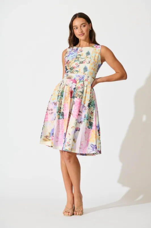 Jardin Dress in Multi Pastel Floral sold by St Frock