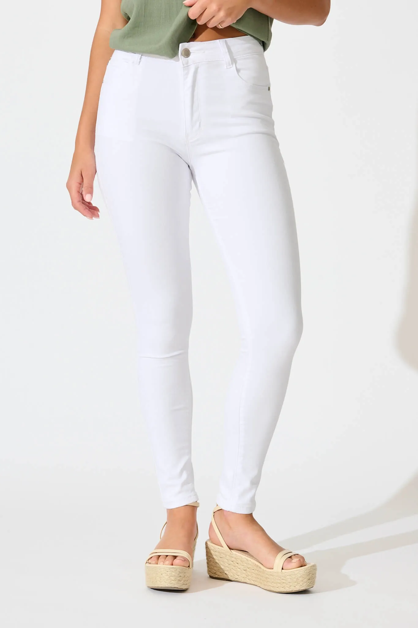 Siren High Rise Skinny Jean In White Denim sold by St Frock