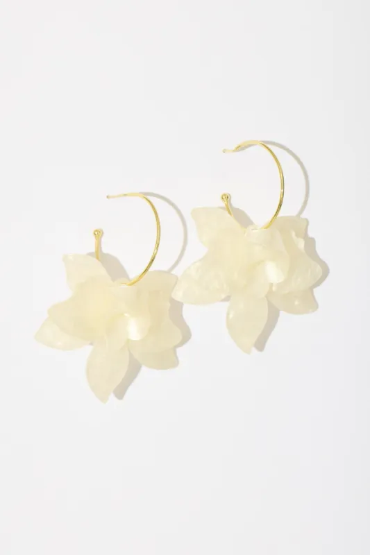 Lola Drop Earrings In Gold With White Resin sold by St Frock