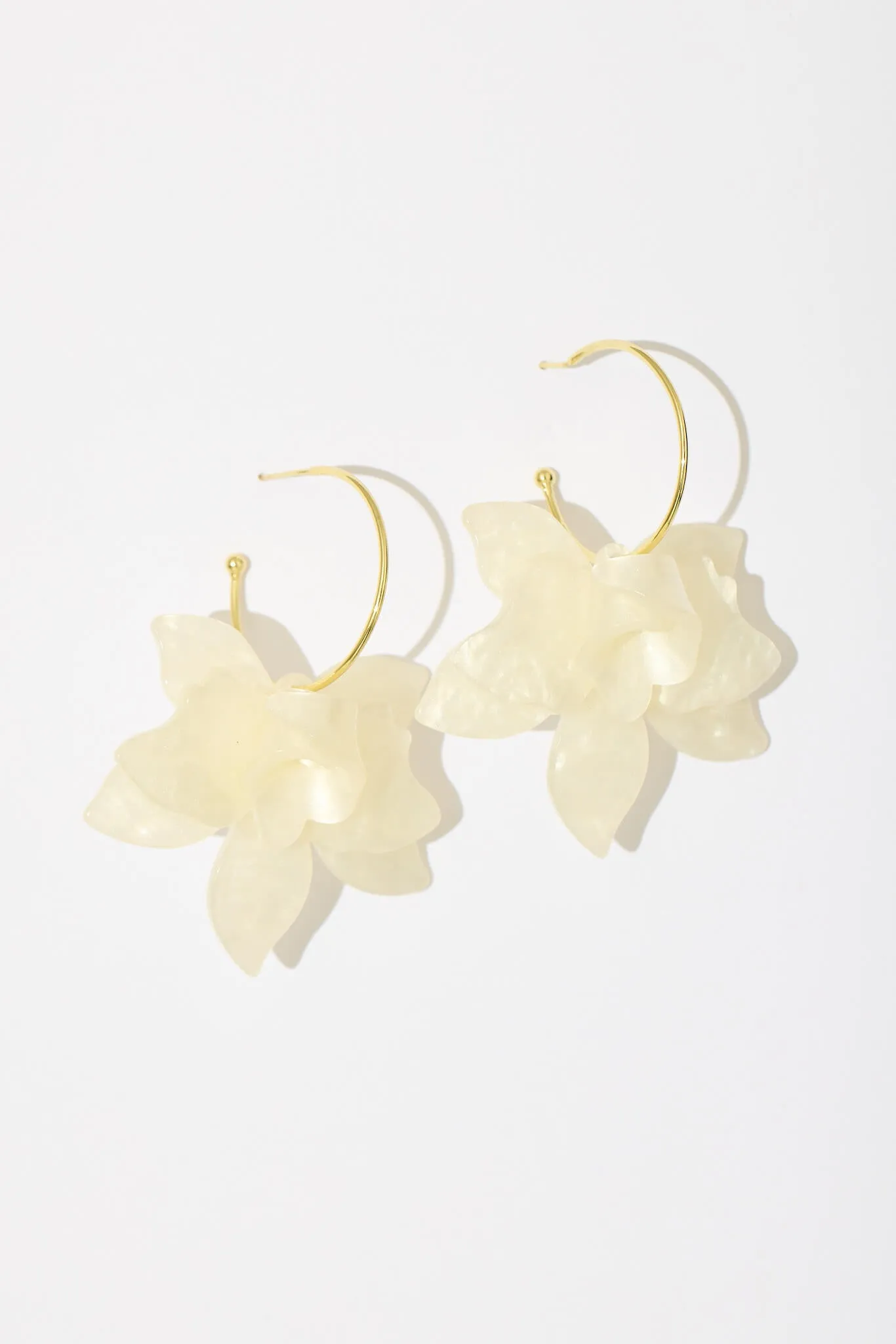 Lola Drop Earrings In Gold With White Resin sold by St Frock