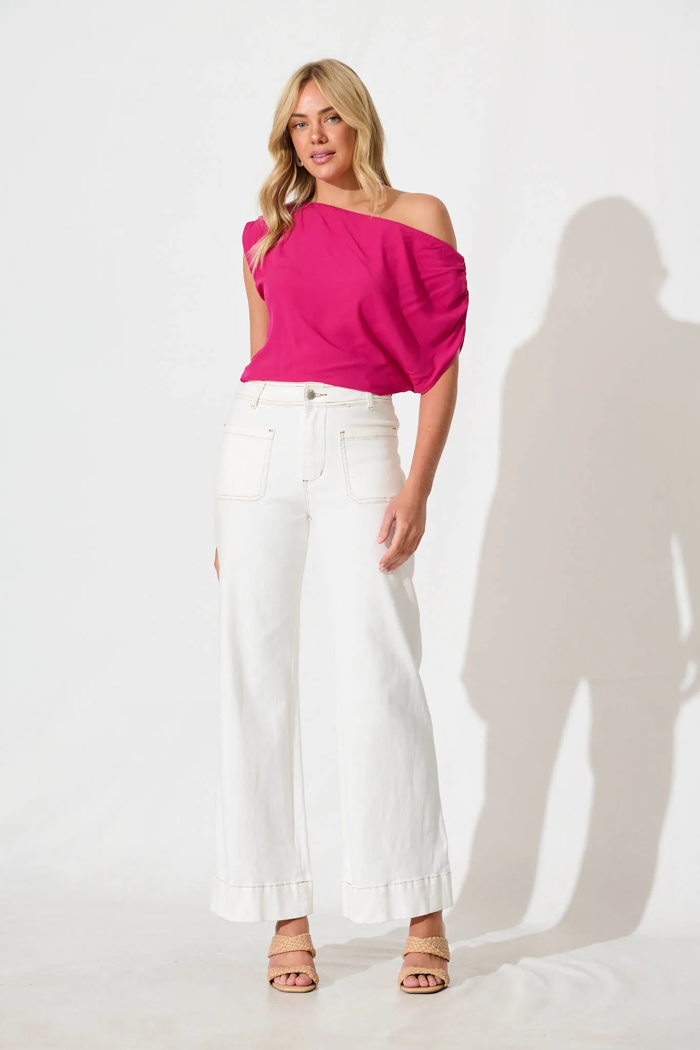 Liana Off Shoulder Top in Hot Pink sold by St Frock product image thumbnail 4