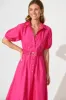 Lydon Midi Dress in Hot Pink Cotton sold by St Frock