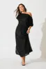 Amiri Off Shoulder Maxi Dress in Black Sequin sold by St Frock
