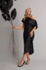 Amiri Off Shoulder Maxi Dress in Black Sequin sold by St Frock