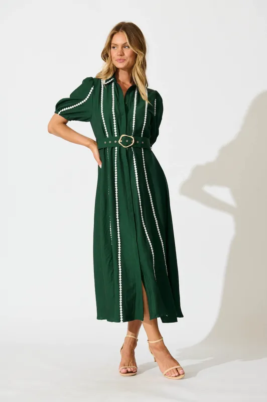 Adore Maxi Shirt Dress in Emerald Green sold by St Frock