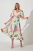 Felice Maxi Dress In Bright Leaf Patchwork Print sold by St Frock