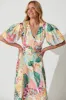 Felice Maxi Dress In Bright Leaf Patchwork Print sold by St Frock