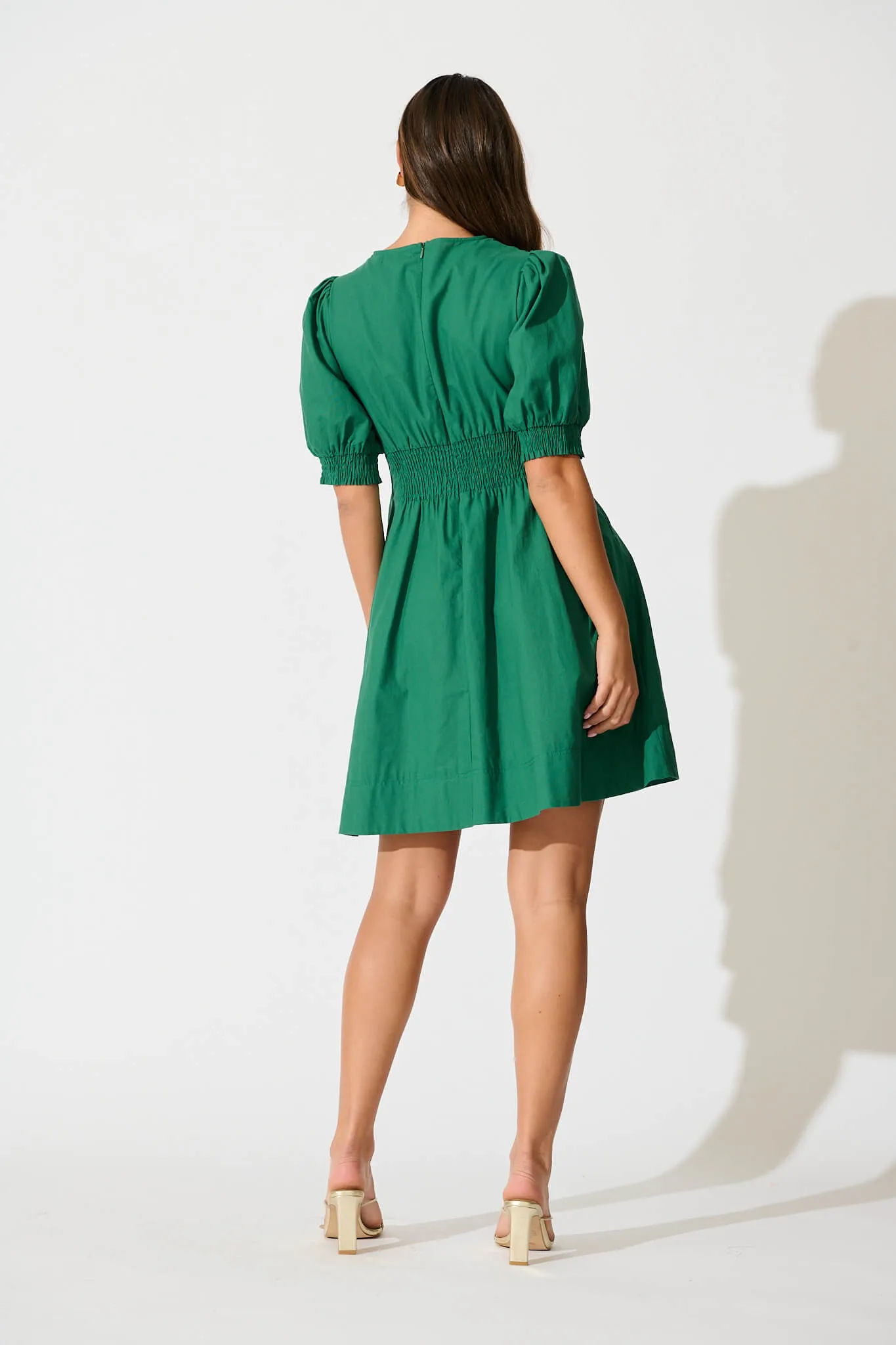 Hazel Dress in Emerald Green Cotton sold by St Frock product image thumbnail 4