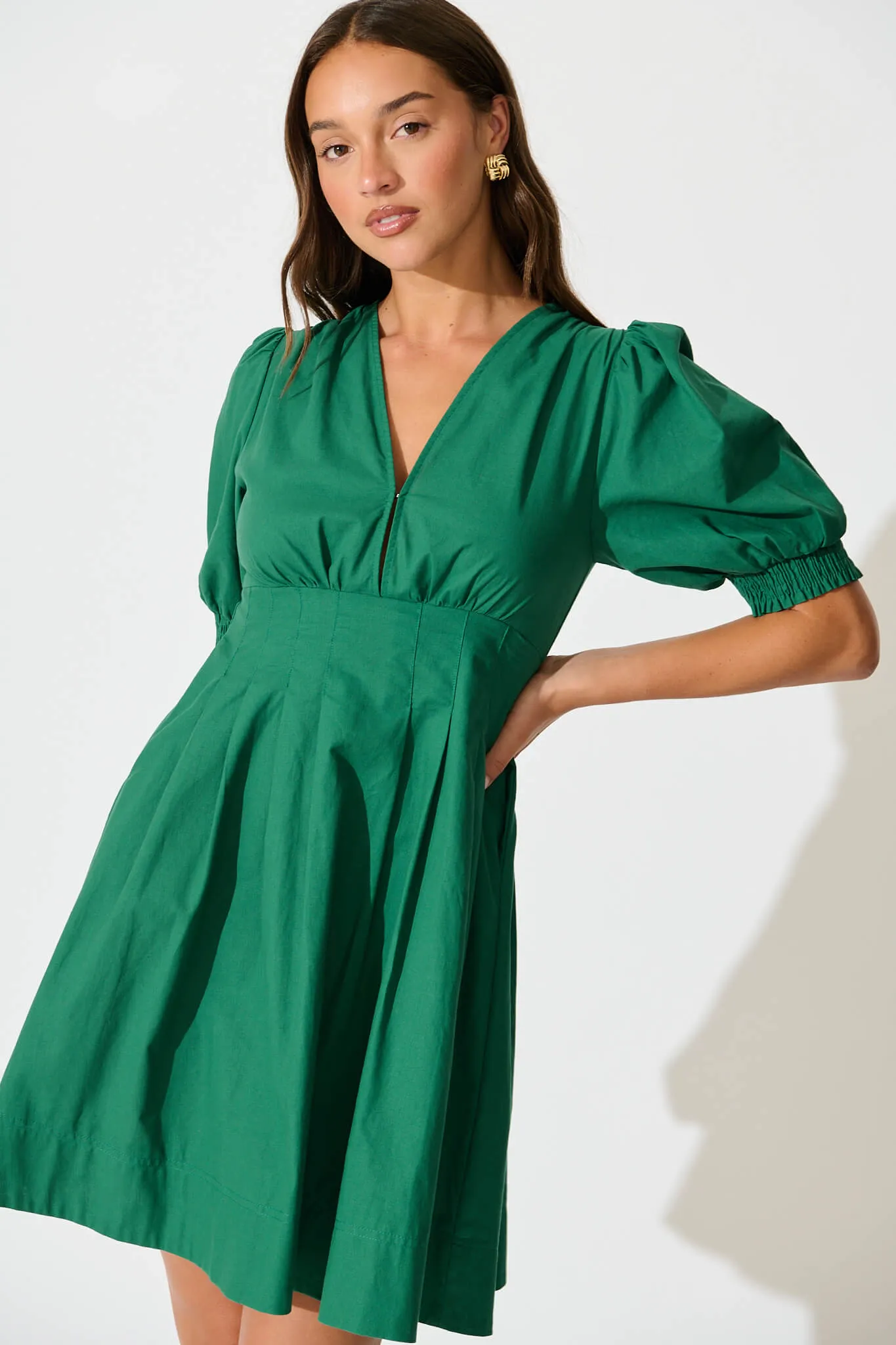 Hazel Dress in Emerald Green Cotton sold by St Frock product image thumbnail 2