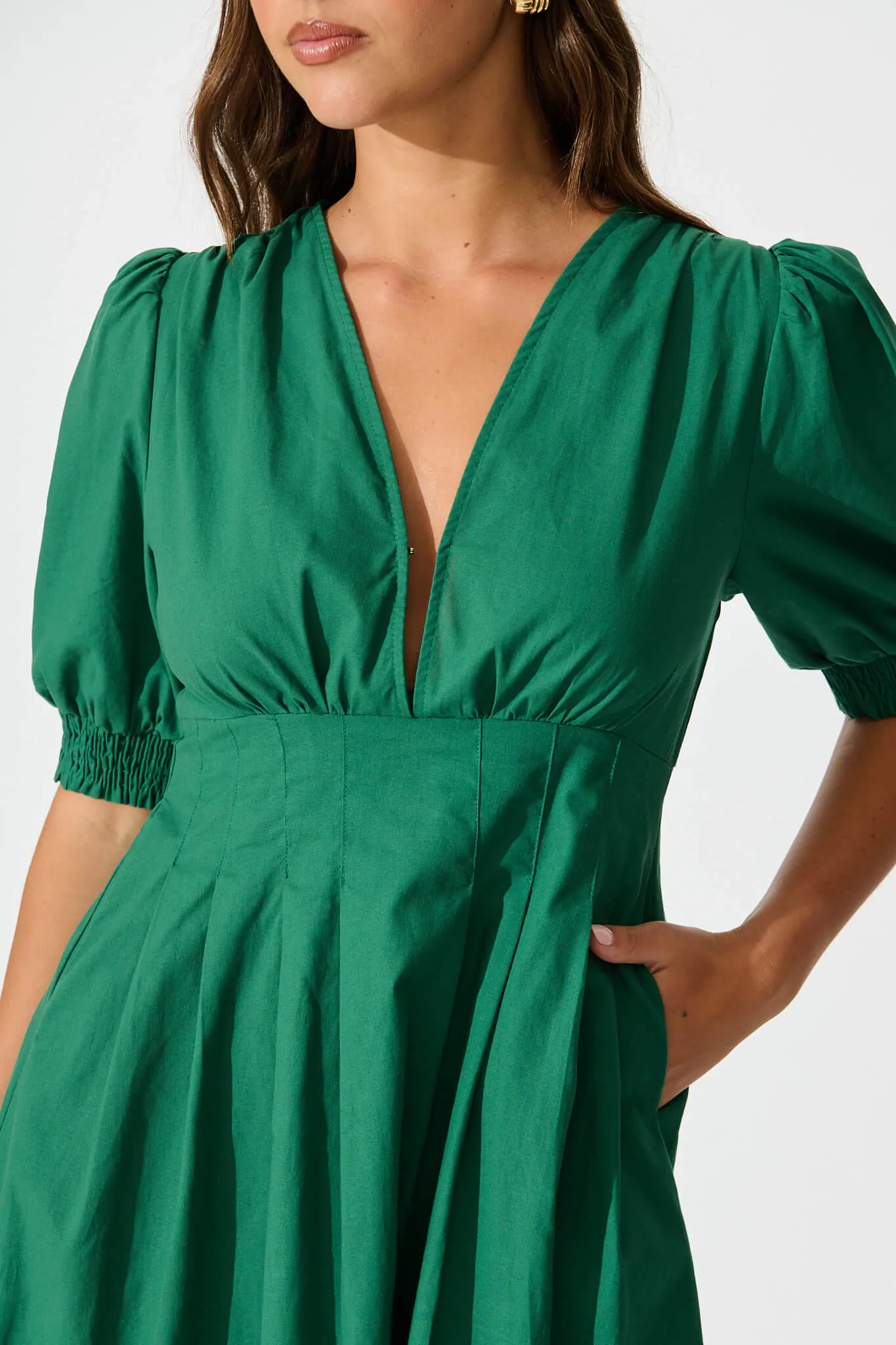 Hazel Dress in Emerald Green Cotton sold by St Frock product image thumbnail 5