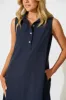Rey Midi Dress in Navy Linen Blend sold by St Frock