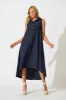 Rey Midi Dress in Navy Linen Blend sold by St Frock