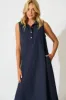 Rey Midi Dress in Navy Linen Blend sold by St Frock