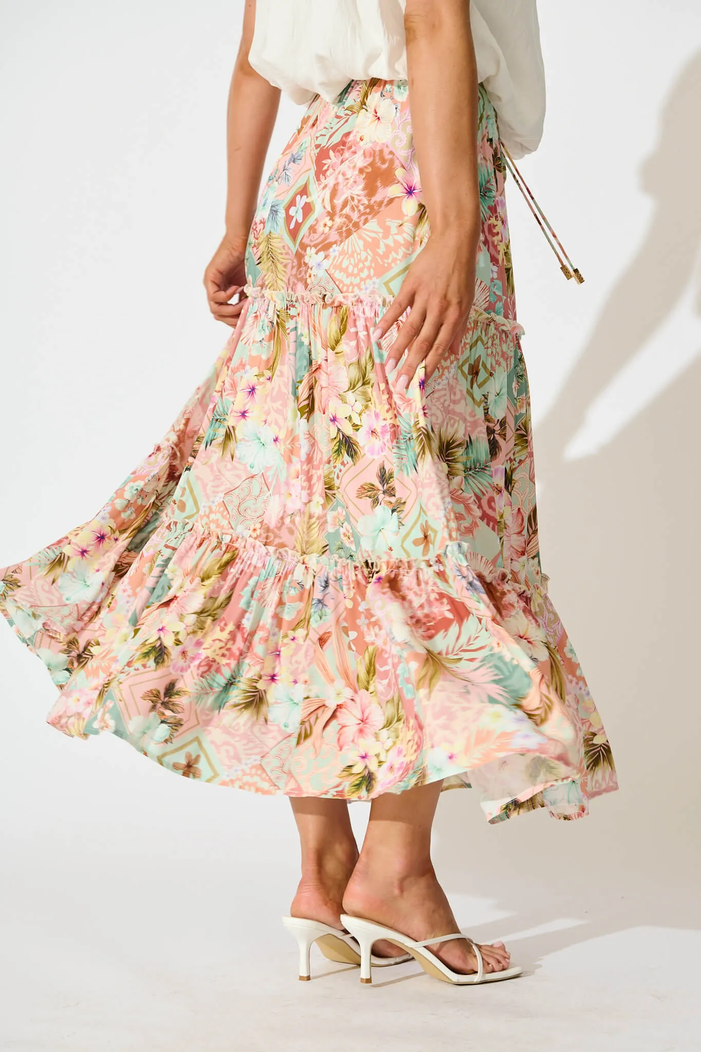 Clifford Maxi Skirt in Tropical Patchwork Print sold by St Frock product image thumbnail 3