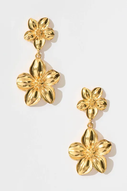 Serato Drop Flower Earrings in Gold sold by St Frock