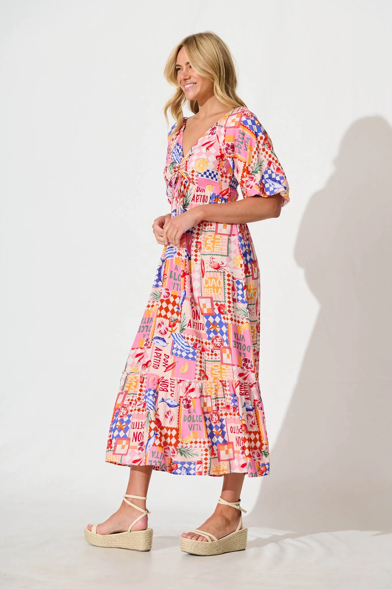 Coverdale Maxi Dress In Multi Conversational Print sold by St Frock product image thumbnail 3
