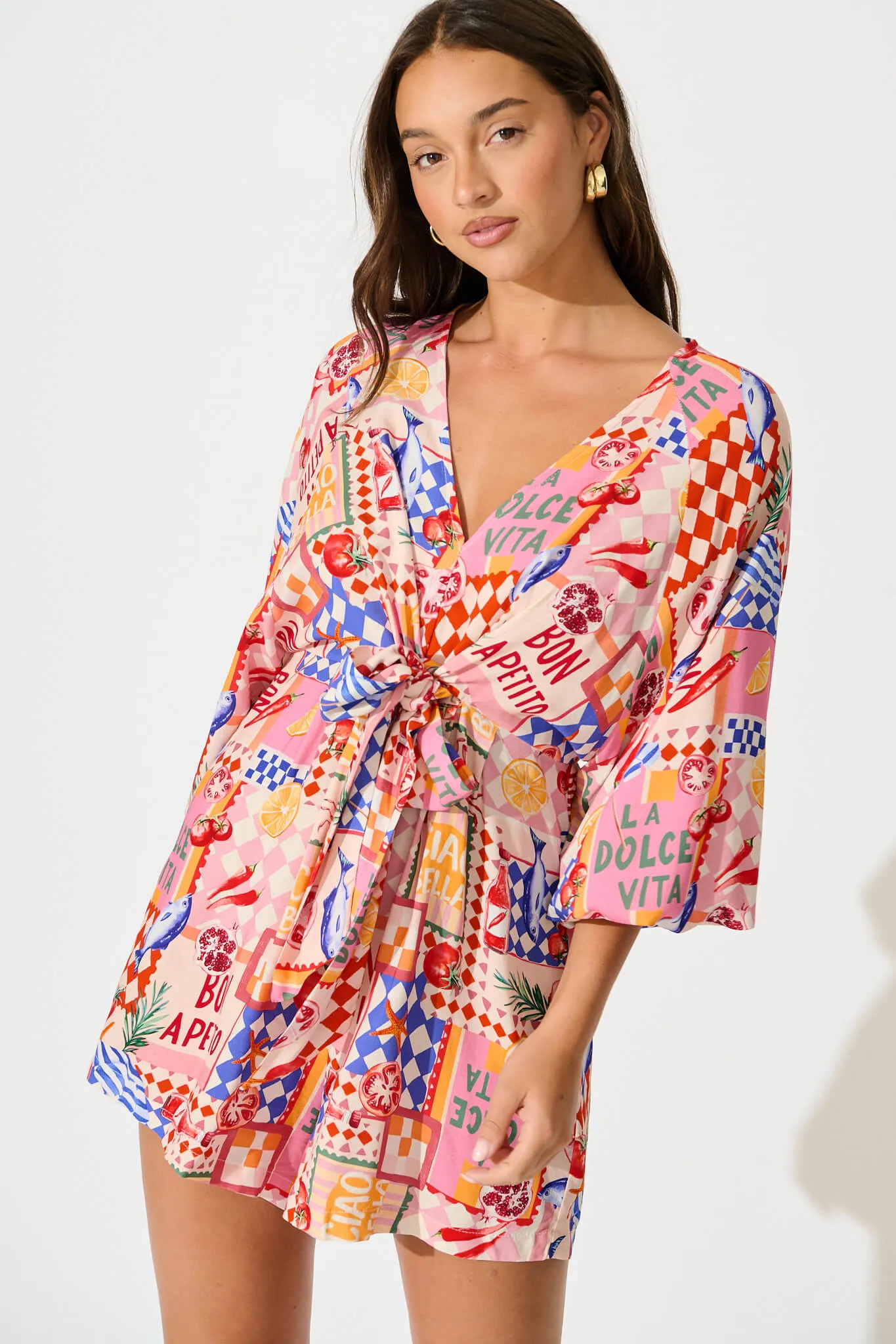 Otillie Playsuit In Multi Conversational Print sold by St Frock product image thumbnail 2