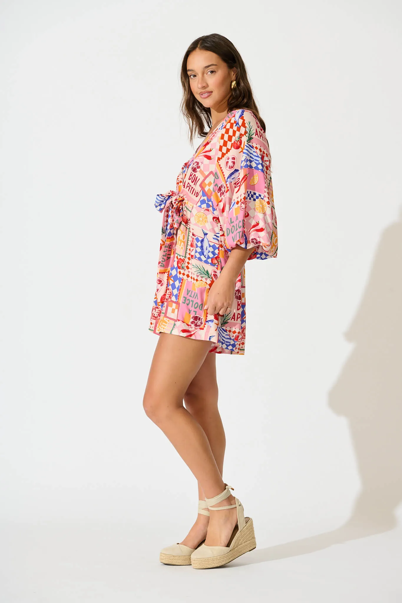 Otillie Playsuit In Multi Conversational Print sold by St Frock product image thumbnail 3