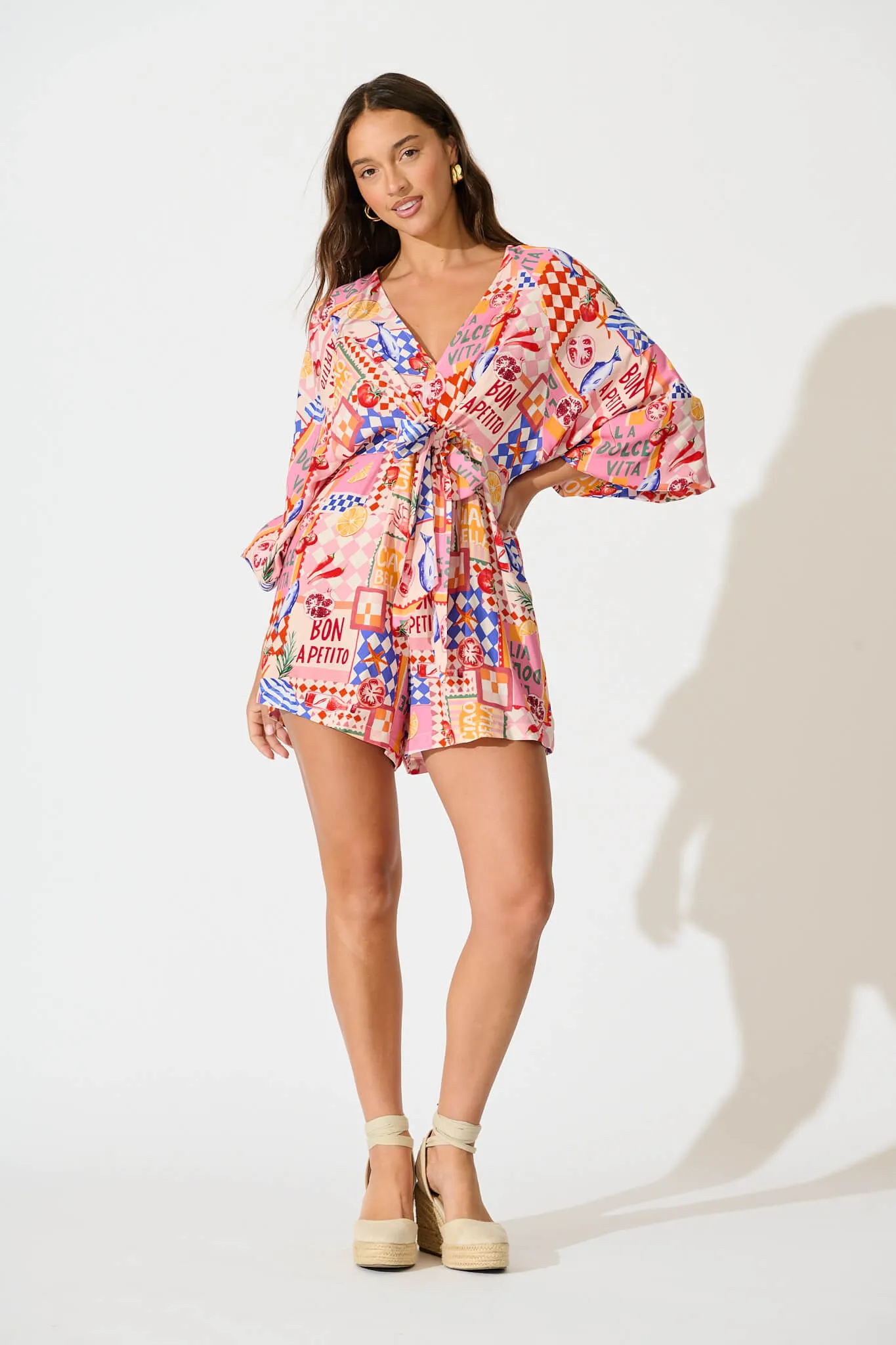 Otillie Playsuit In Multi Conversational Print sold by St Frock