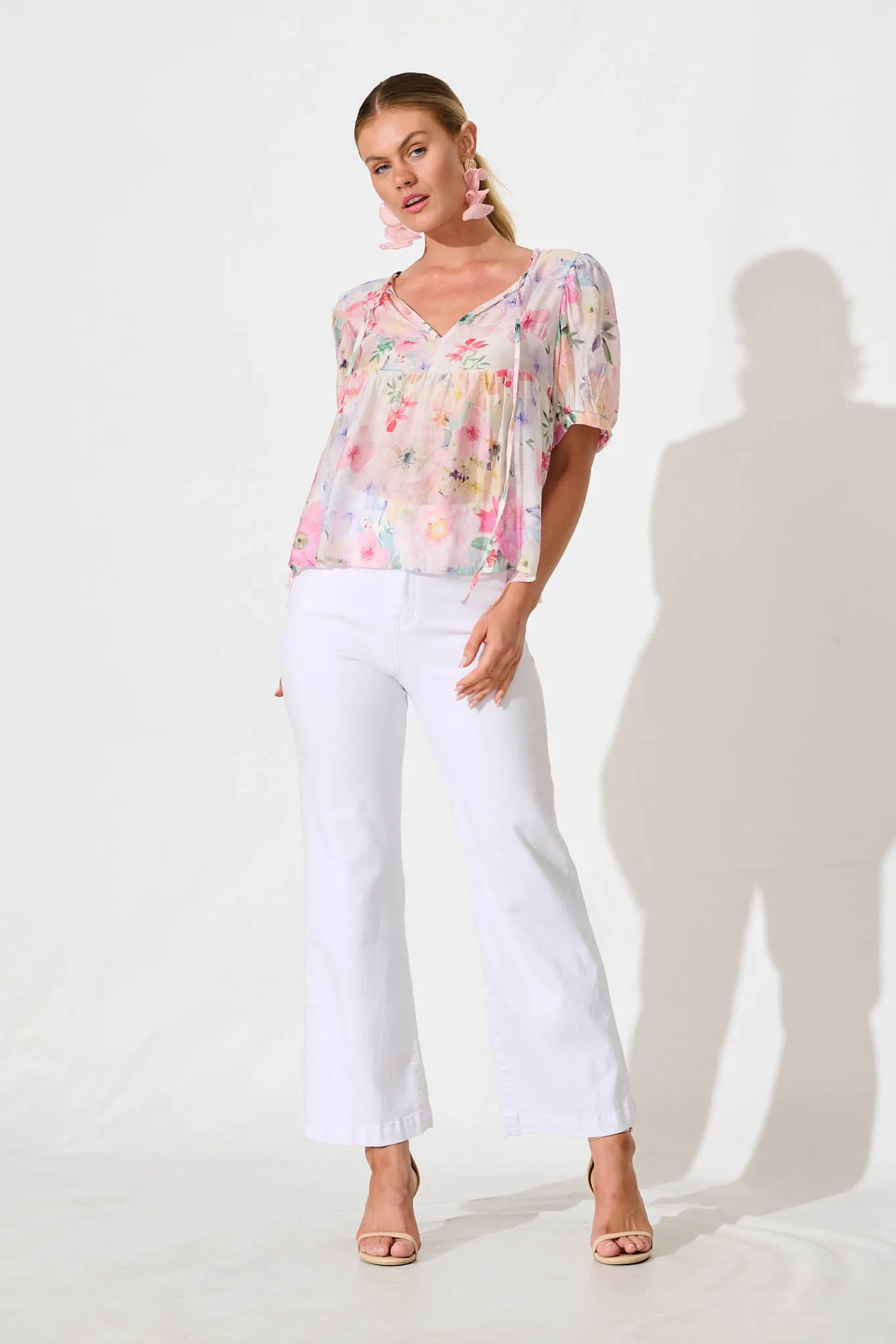 Toria Top in Pastel Watercolour Floral sold by St Frock product image thumbnail 4