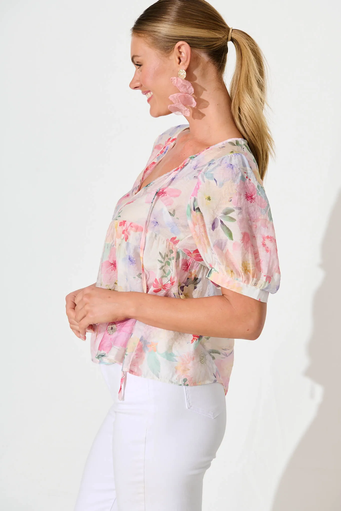 Toria Top in Pastel Watercolour Floral sold by St Frock product image thumbnail 2