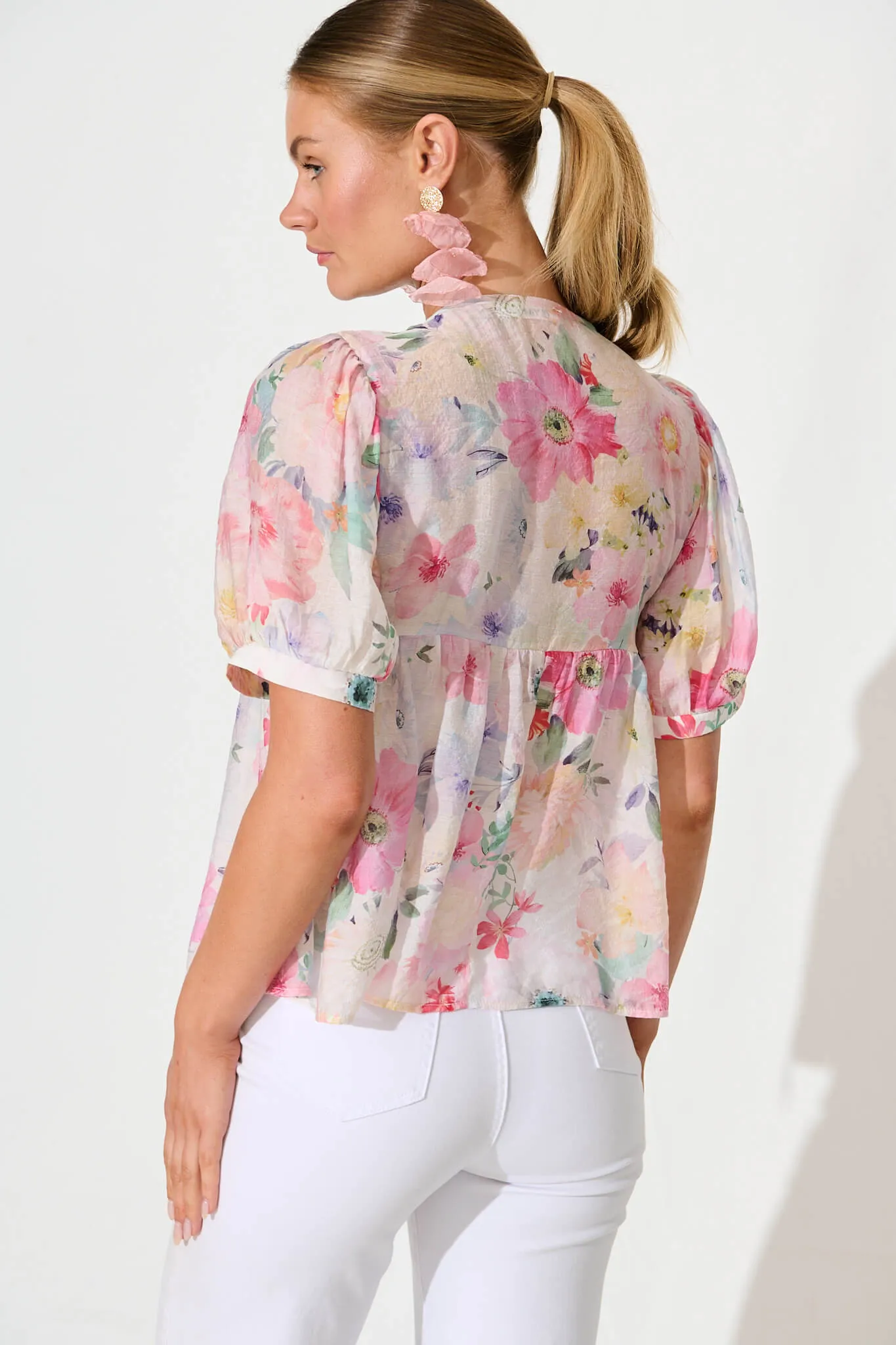 Toria Top in Pastel Watercolour Floral sold by St Frock product image thumbnail 3
