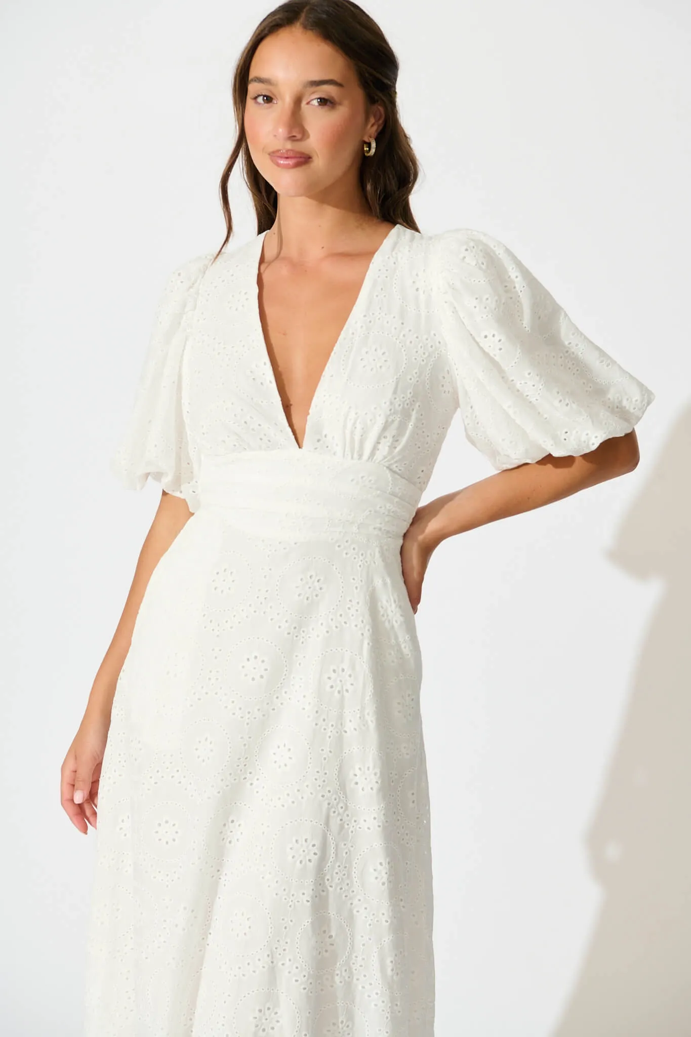 Duchess Maxi Dress In White Broderie Cotton sold by St Frock product image thumbnail 2