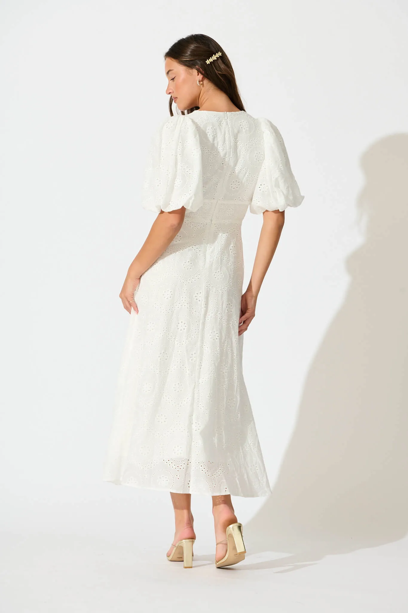 Duchess Maxi Dress In White Broderie Cotton sold by St Frock product image thumbnail 4