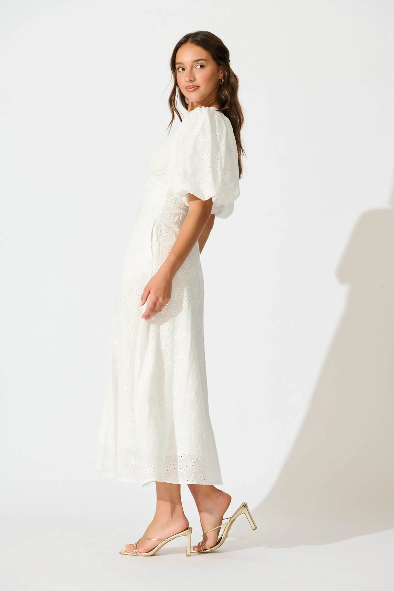 Duchess Maxi Dress In White Broderie Cotton sold by St Frock product image thumbnail 3