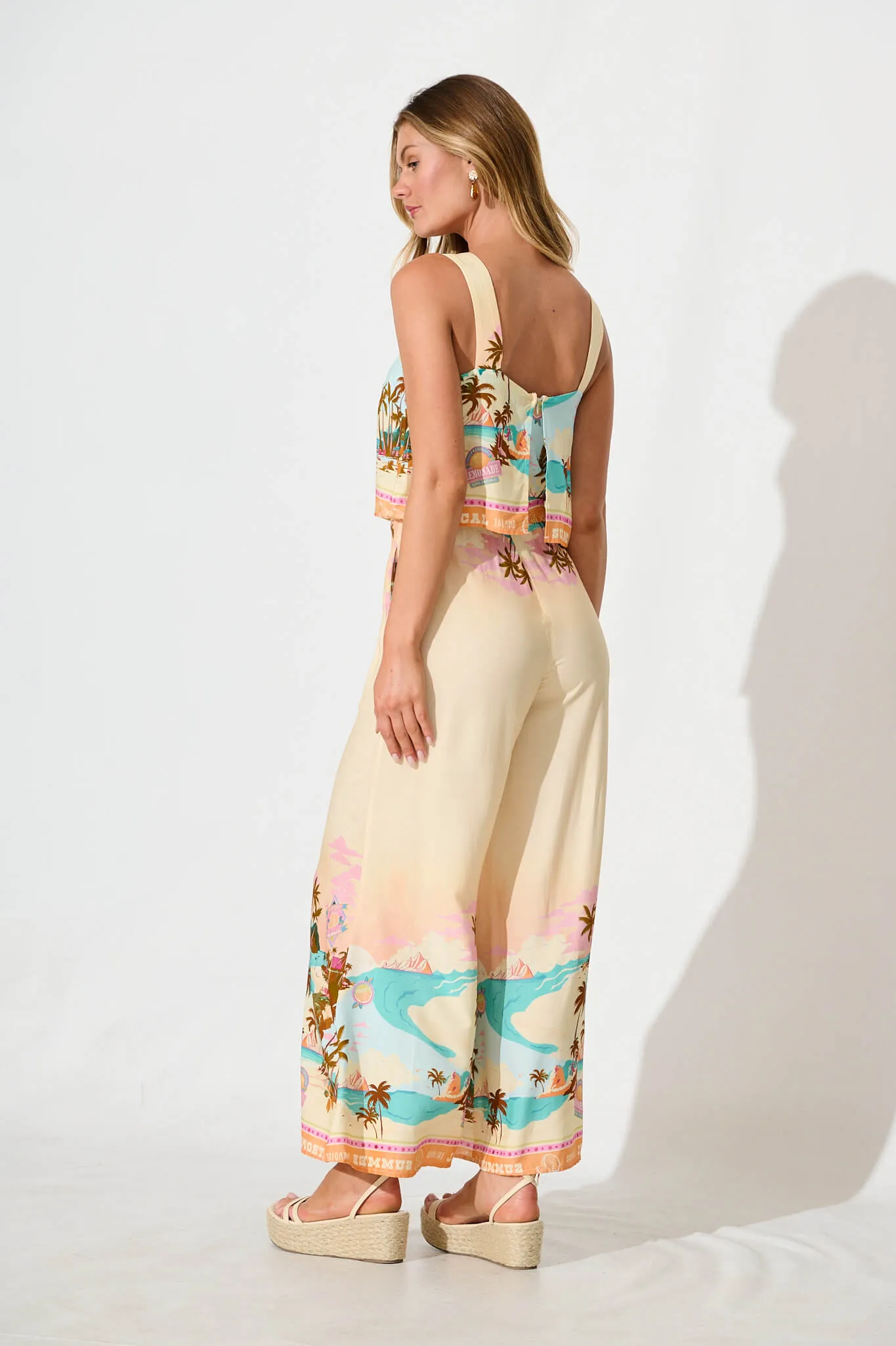 Sandcastle Jumpsuit in Beige with Multi Summer Print sold by St Frock product image thumbnail 4
