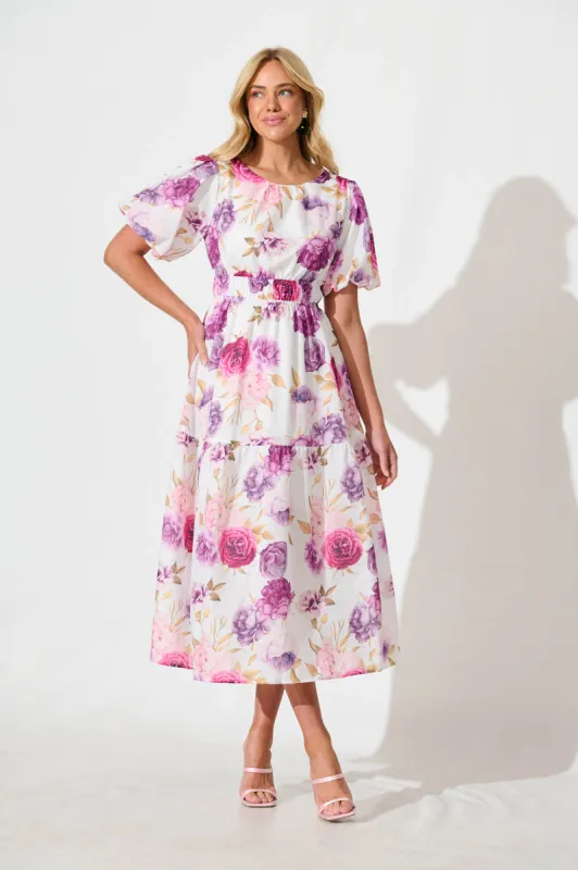 Stargazer Midi Dress in Lilac Floral sold by St Frock