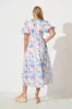 Stargazer Midi Dress in Multi Blue Floral Cotton Blend sold by St Frock