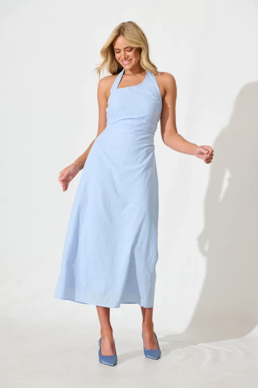 Fiorah Maxi Sundress in Pale Blue Cotton sold by St Frock