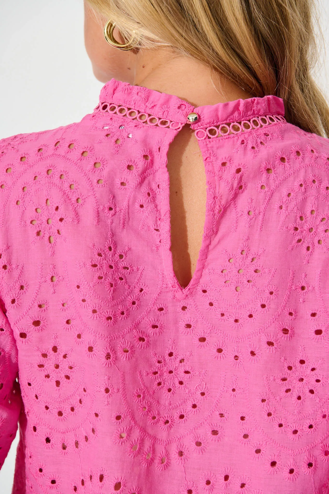 Donia Top In Pink Embroidery Cotton sold by St Frock product image thumbnail 5