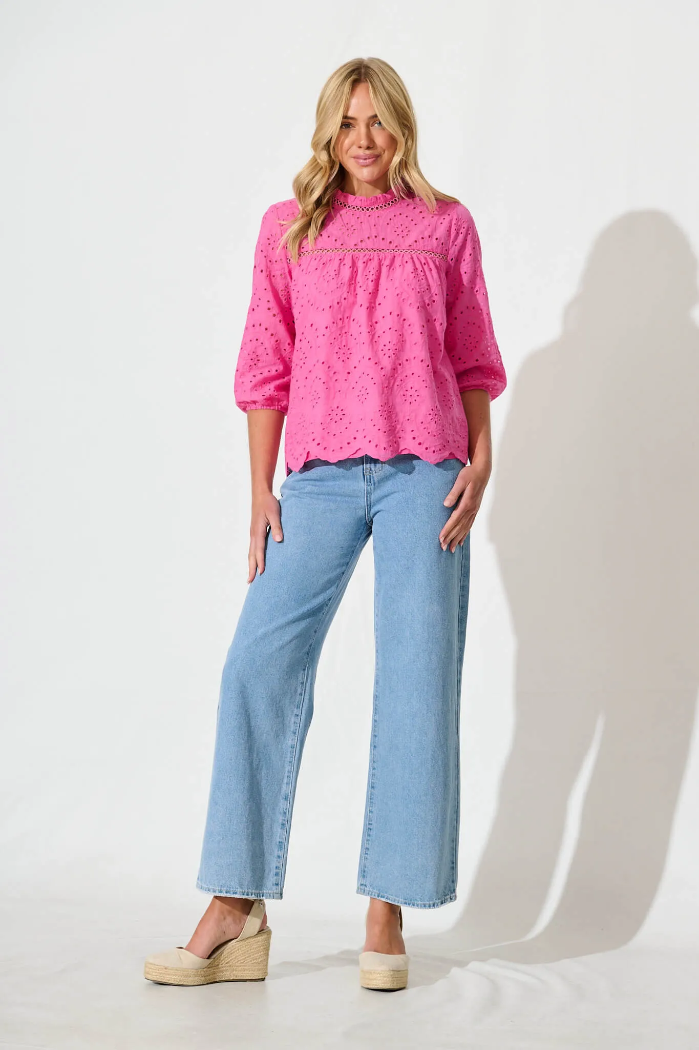 Donia Top In Pink Embroidery Cotton sold by St Frock product image thumbnail 4