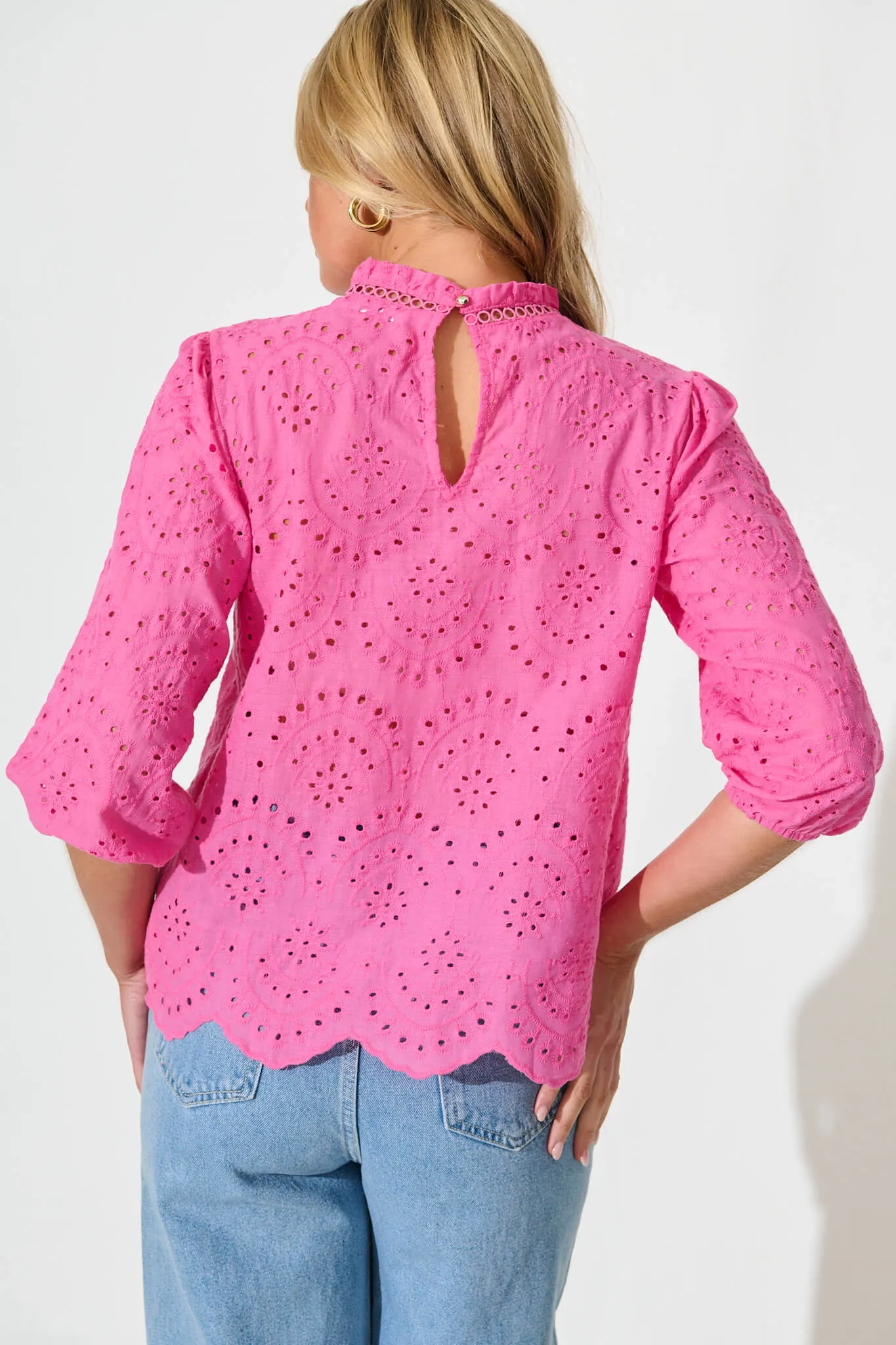 Donia Top In Pink Embroidery Cotton sold by St Frock product image thumbnail 3