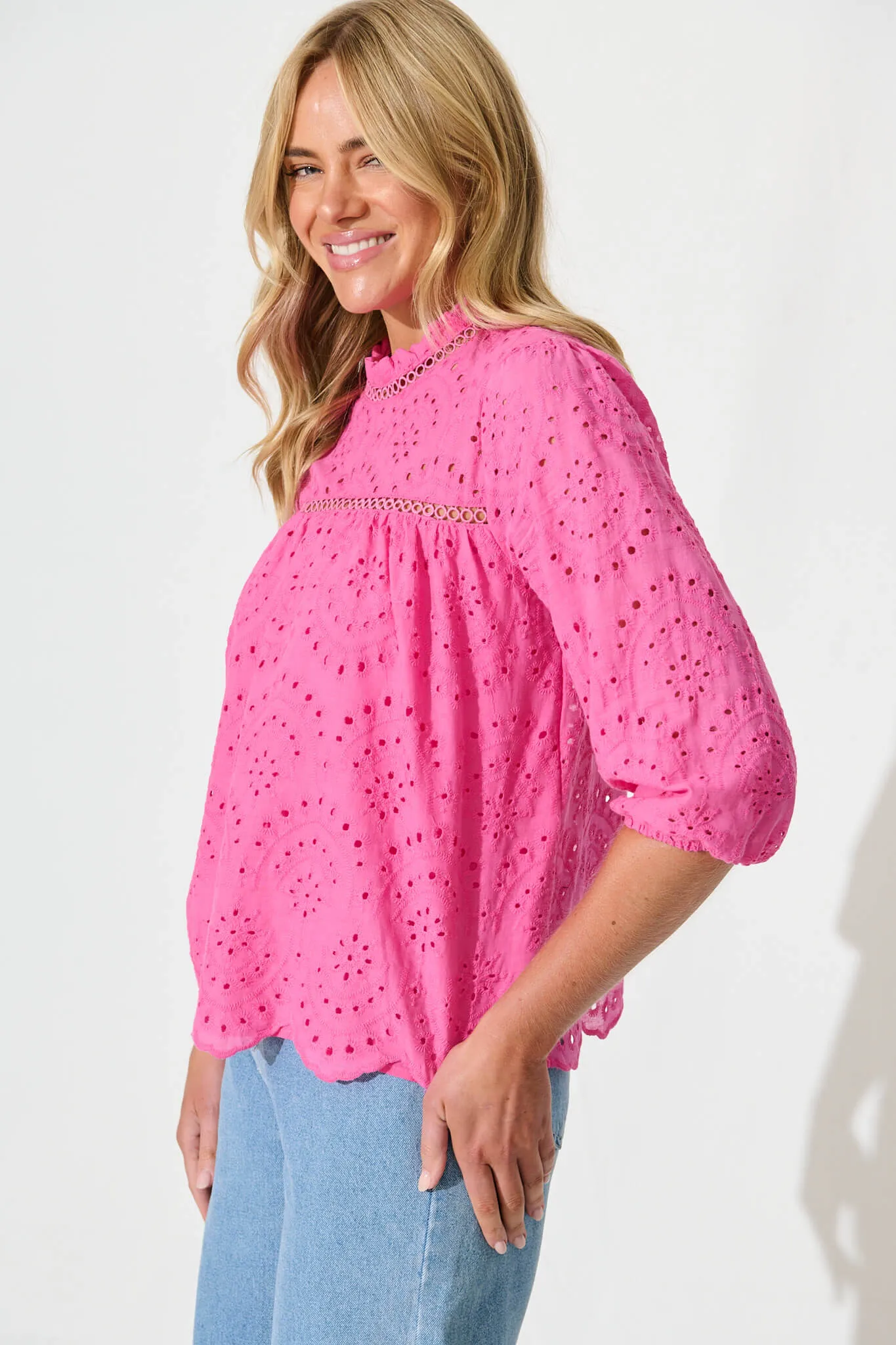 Donia Top In Pink Embroidery Cotton sold by St Frock product image thumbnail 2