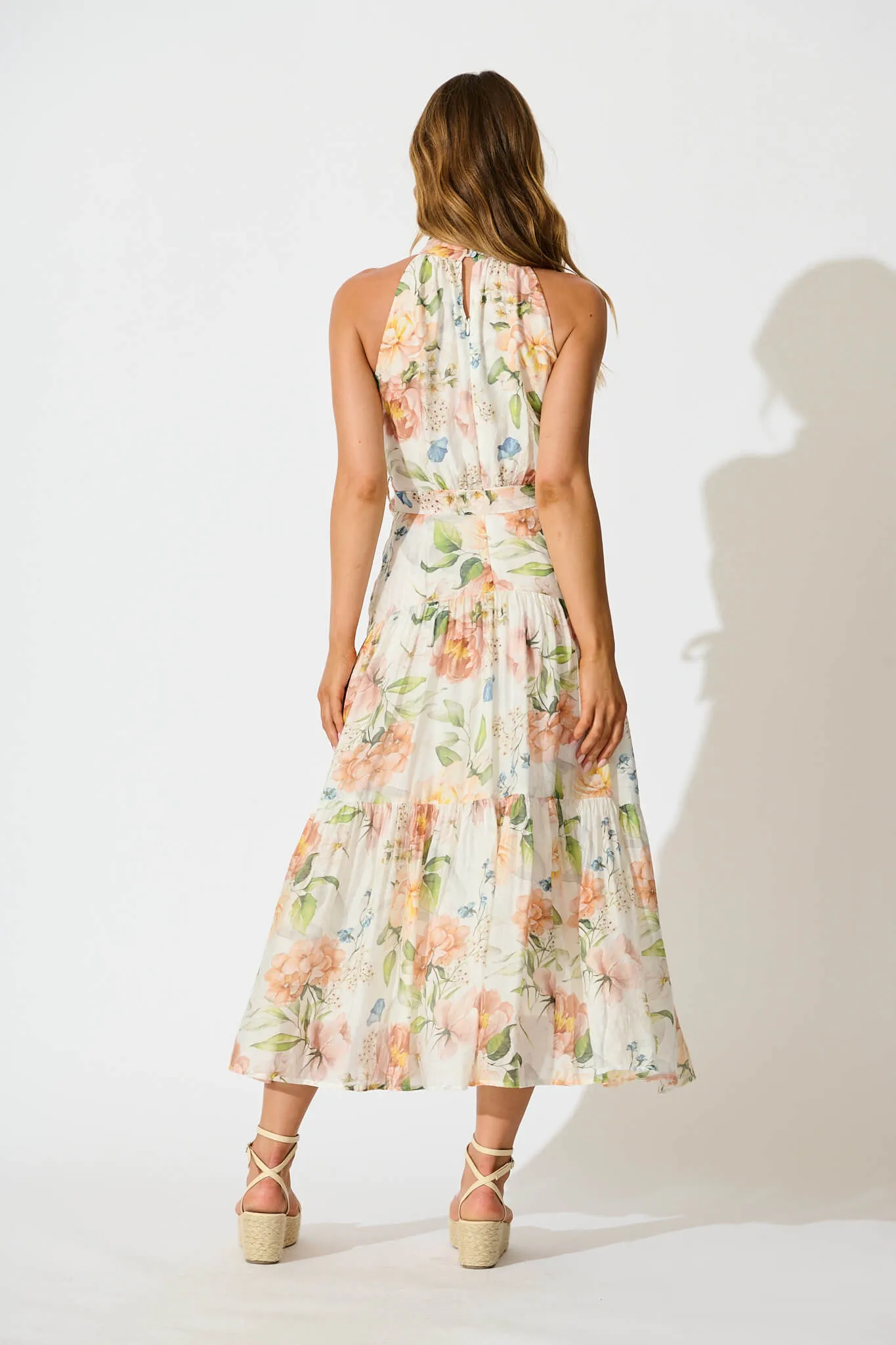 Khalo Maxi Dress In Cream Multi Floral sold by St Frock product image thumbnail 4