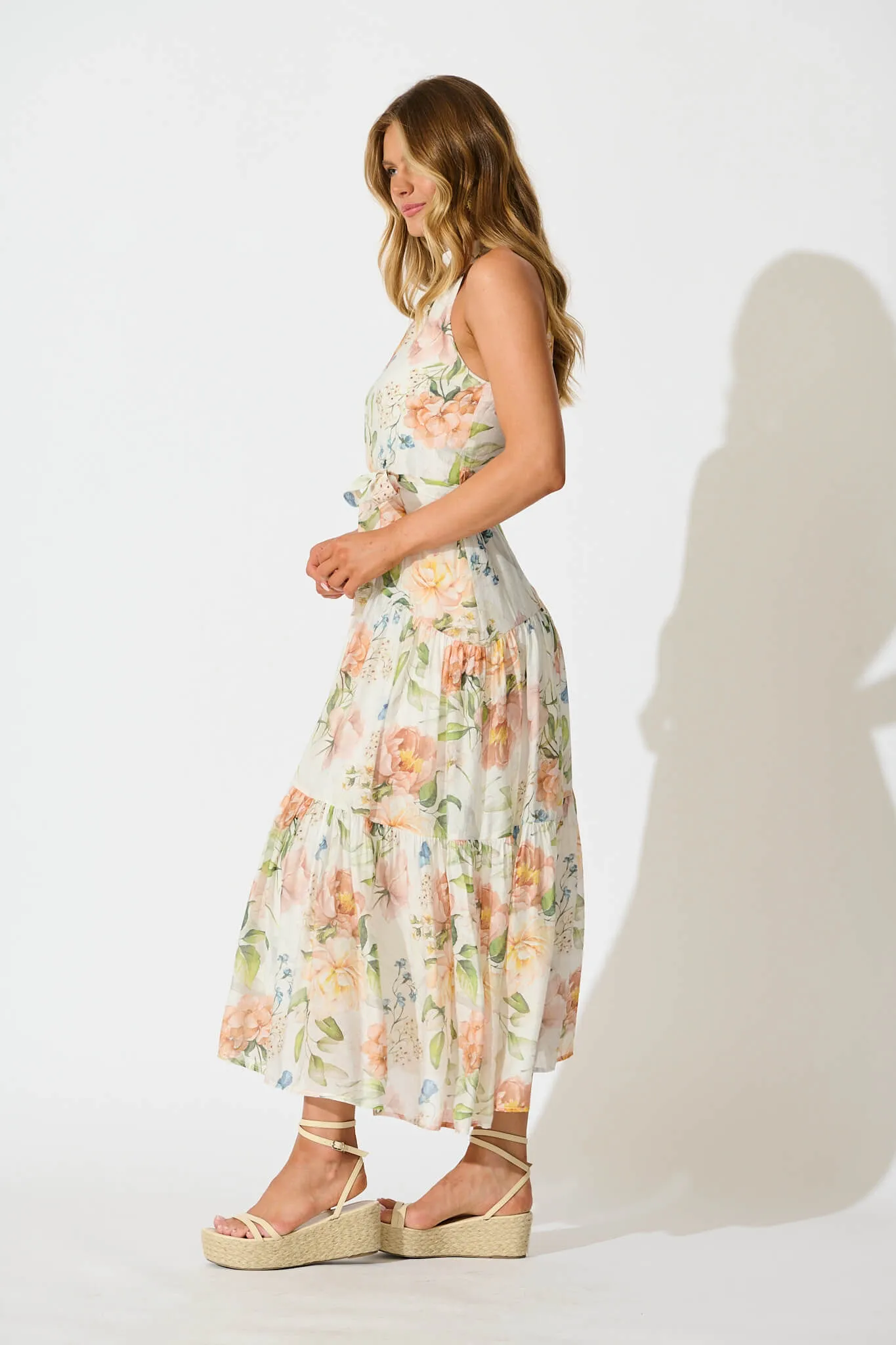 Khalo Maxi Dress In Cream Multi Floral sold by St Frock product image thumbnail 3