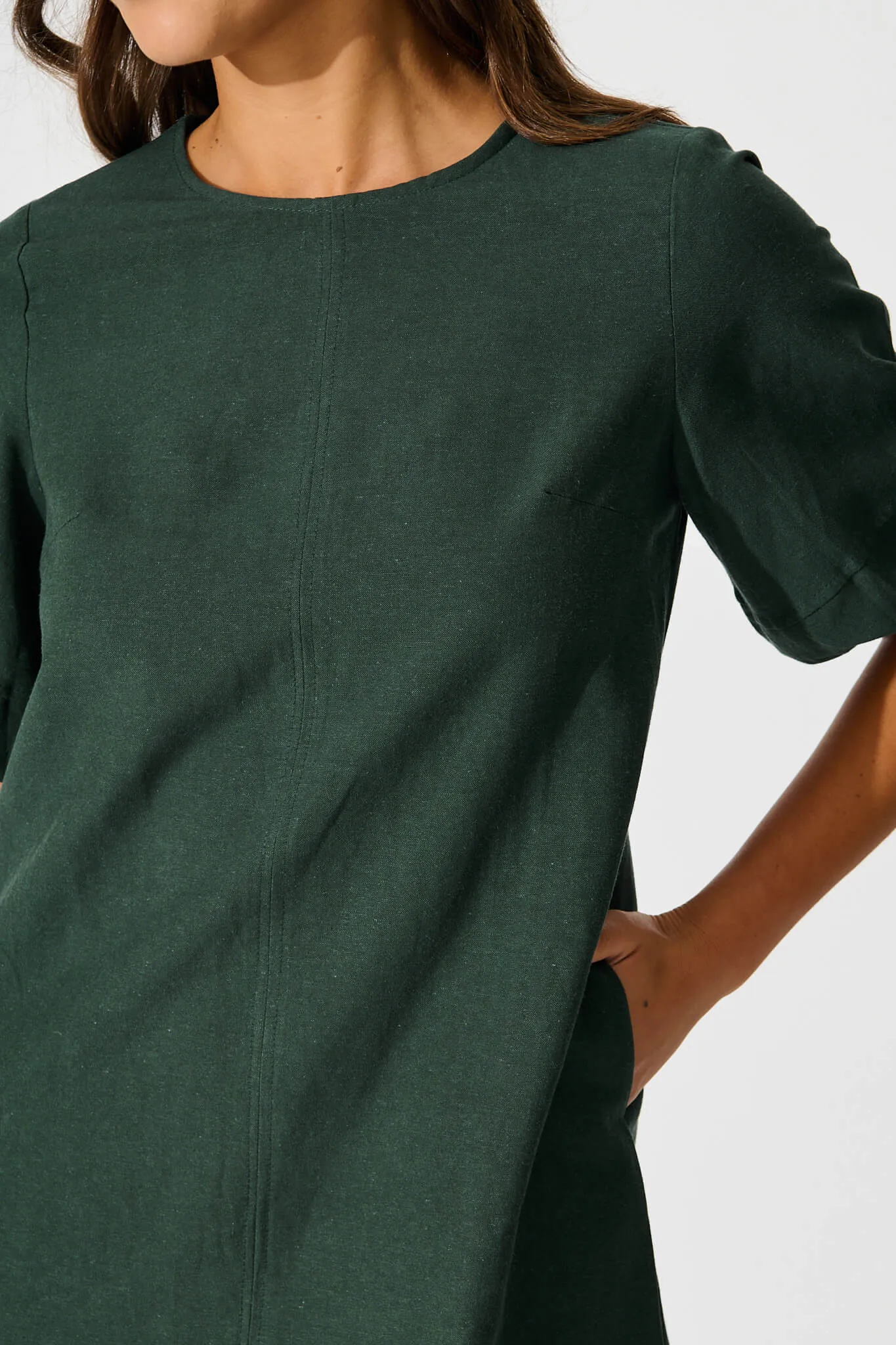 Kyoto Dress In Emerald Cotton Linen sold by St Frock product image thumbnail 5